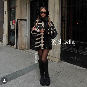 Zara LONG STRIPED KNIT CARDIGAN